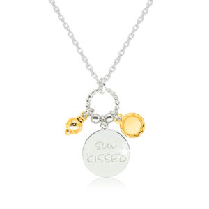 Lesklý strieborný 925 náhrdelník - známka s nápisom "SUN KISSED"