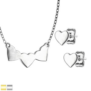 Oceľová 316L dvojdielna sada - náušnice a náhrdelník so vzorom srdca