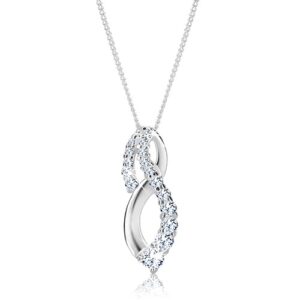 Lesklý náhrdelník - zatočená osmička s trblietavými zirkónmi