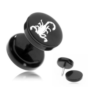Akrylový fake plug - škorpión v čiernom kruhu