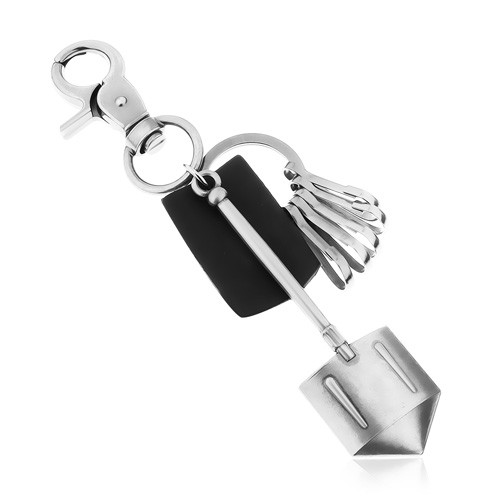 Čierno-sivý patinovaný prívesok na kľúče s matným povrchom