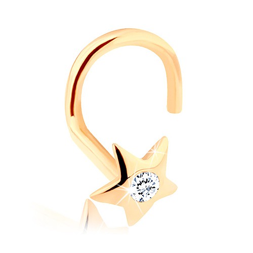 Diamantový zlatý piercing do nosa 585 - ligotavá hviezdička s briliantom