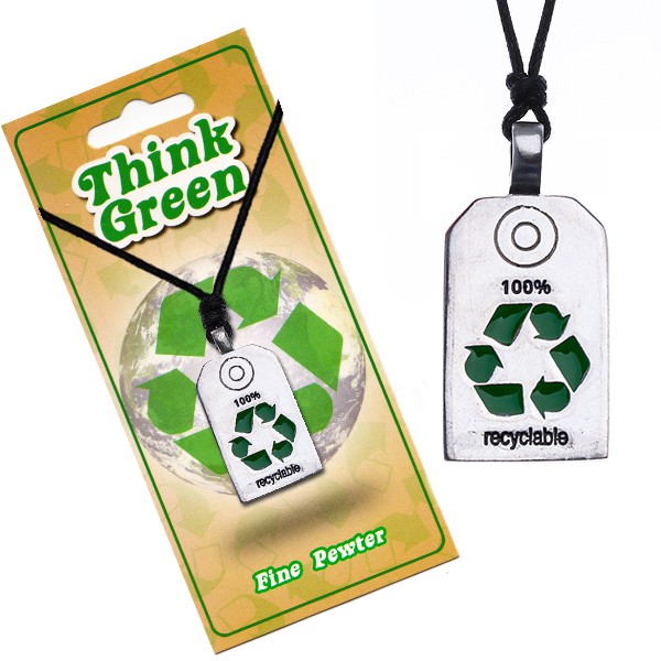 EKO náhrdelník - lesklá známka so symbolom recyklácie