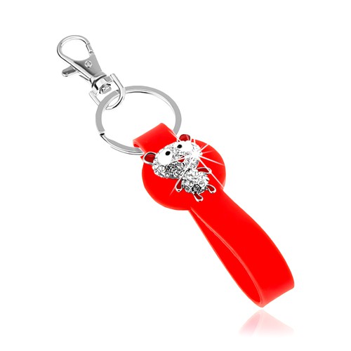 Kľúčenka so silikónovým príveskom červenej farby