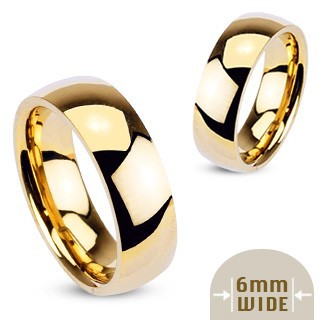 Kovový prsteň - hladká lesklá obrúčka zlatej farby  - Veľkosť: 61 mm