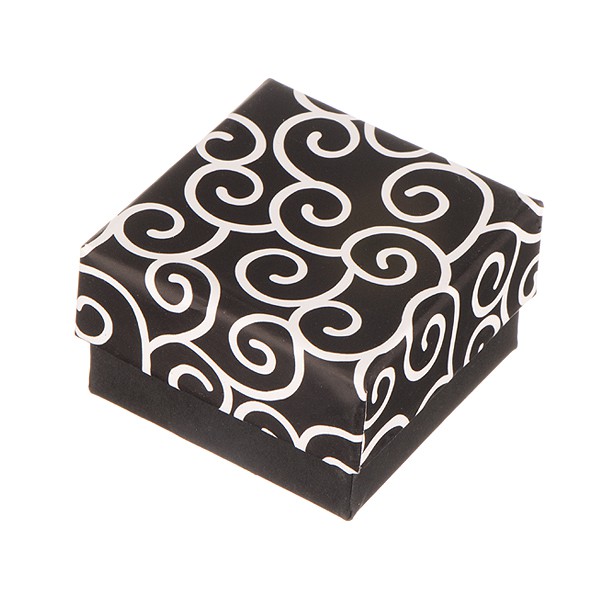 Krabička na náušnice - čierna s točeným motívom