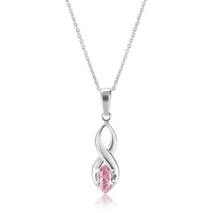 Lesklý náhrdelník - špicatá osmička a ružový zrnkový zirkón
