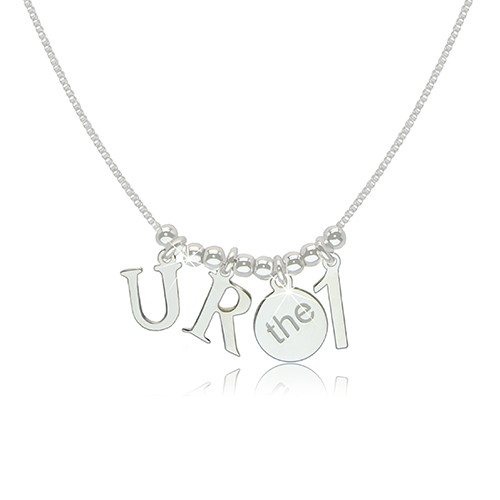 Lesklý strieborný 925 náhrdelník - motív "U R the 1"