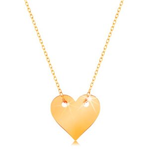 Náhrdelník v žltom 14K zlate - malé súmerné ploché srdce