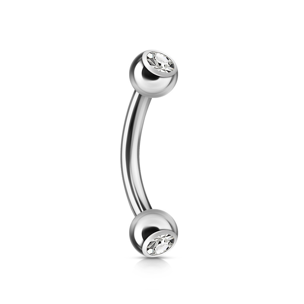 Oceľový 316L piercing do obočia - guličky s čírym zirkónom
