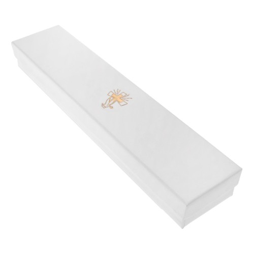 Podlhovastá biela krabička na retiazku alebo náramok s motívom 1. svätého prijímania