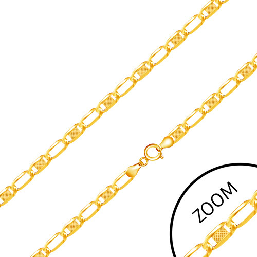 Retiazka v žltom zlate 585 - podlhovasté články zdobené vzorovaným obdĺžnikom