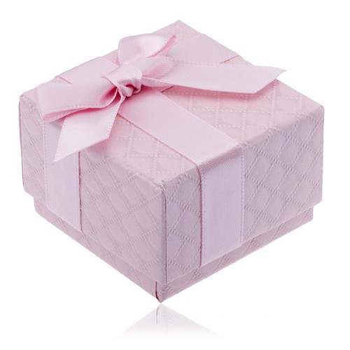Ružová krabička na šperk so štvorčekovým vzorom