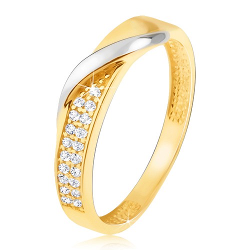 Zlatý prsteň 585 - pás drobných čírych zirkónov