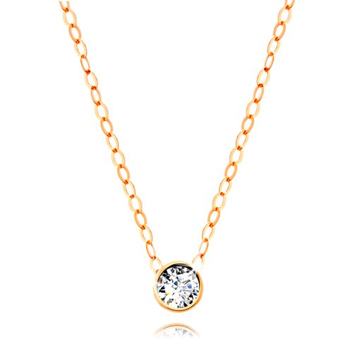 Diamantový náhrdelník zo žltého 14K zlata - číry briliant v objímke