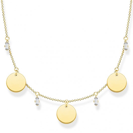 THOMAS SABO náhrdelník Three discs and stones gold KE1960-414-39