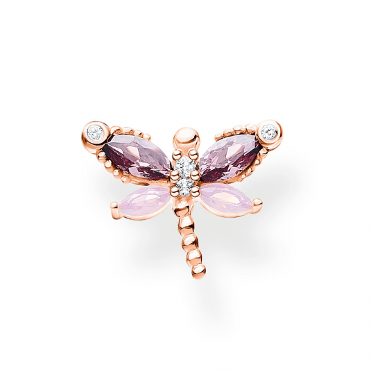 THOMAS SABO kusová náušnica Dragonfly with stones rose gold H2188-321-7