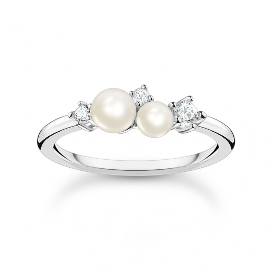 THOMAS SABO prsteň Pearls with white stones silver TR2368-167-14