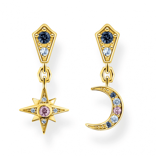 THOMAS SABO náušnice Royalty star & Moon gold H2207-959-7