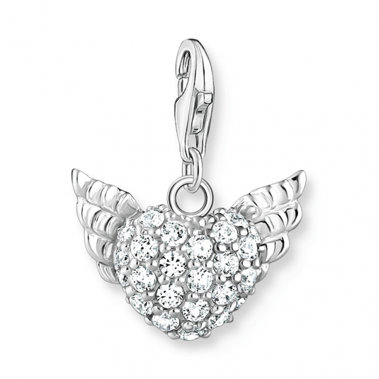 THOMAS SABO prívesok charm Winged heart white stones silver 0626-051-14