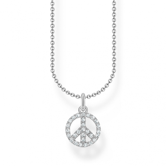 THOMAS SABO náhrdelník Peace with white stones silver KE2175-051-14-L45V