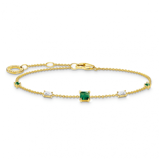 THOMAS SABO náramok Green and white stones gold A2059-971-7-L19v