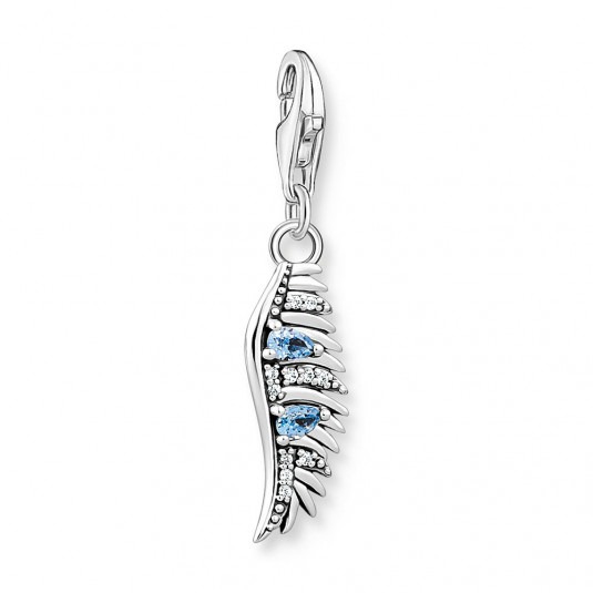 THOMAS SABO prívesok charm Feather with blue stones silver 1905-644-1