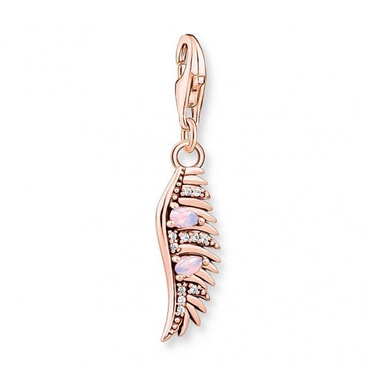 THOMAS SABO prívesok charm Feather with pink stones rose gold 1906-323-9
