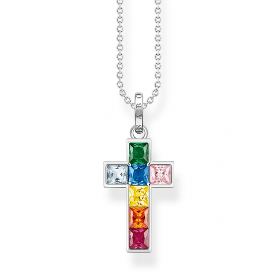 THOMAS SABO náhrdelník Cross colourful stones silver KE2166-477-7-L45V