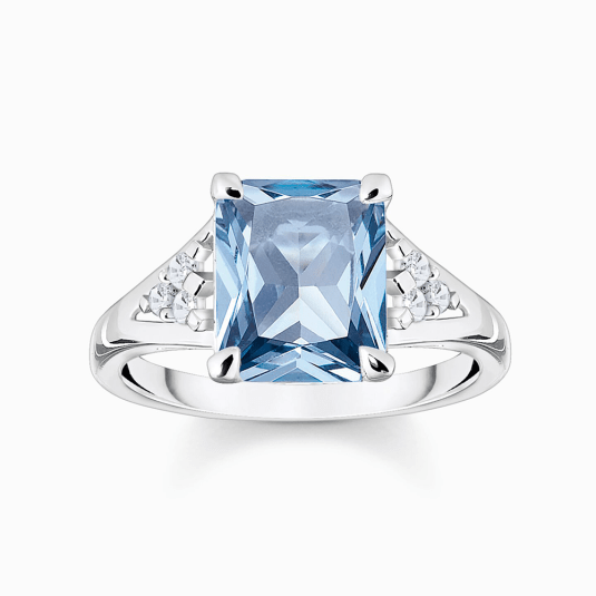 THOMAS SABO prsteň Aquamarine-coloured and white stones TR2362-059-1