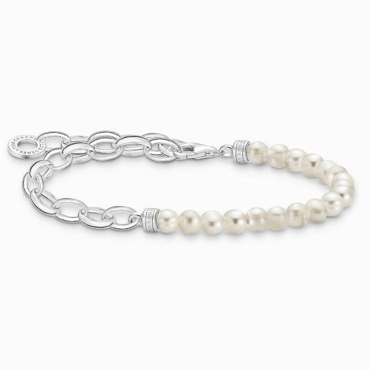 THOMAS SABO náramok na charm White pearls and chain link A2098-082-14