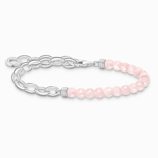 THOMAS SABO náramok na charm Rose quartz and chain link A2098-034-9