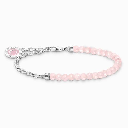 THOMAS SABO náramok na charm Rose quartz and chain link A2130-067-9