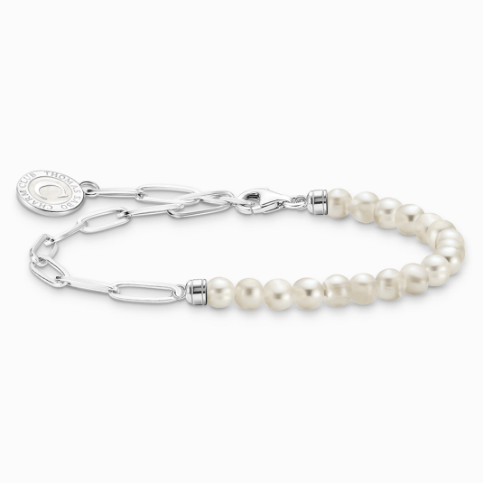 THOMAS SABO náramok na charm White pearls and chain link A2129-158-14