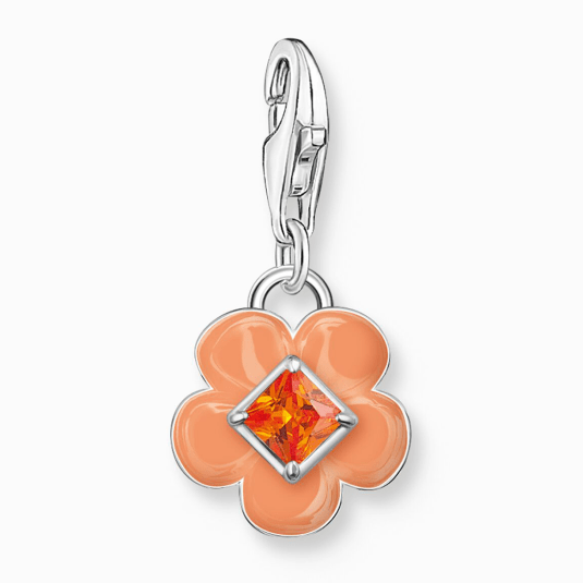 THOMAS SABO prívesok charm Flower with orange stone 2029-041-8