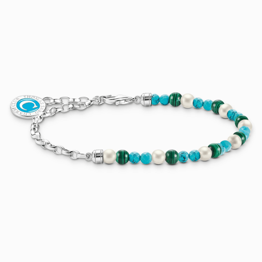 THOMAS SABO náramok na charm Blue beads and Charmista disc A2130-158-7
