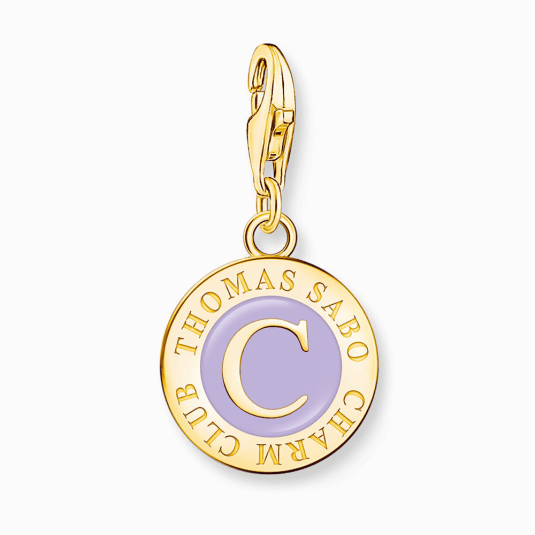 THOMAS SABO prívesok Member Charm with violet cold enamel gold 2105-427-13