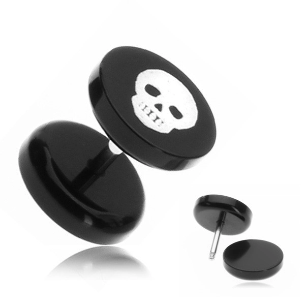Akrylový fake plug do ucha - lebka kostlivca