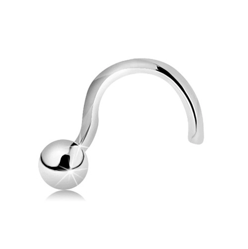 Zlatý zahnutý piercing do nosa 585 - lesklá guľôčka